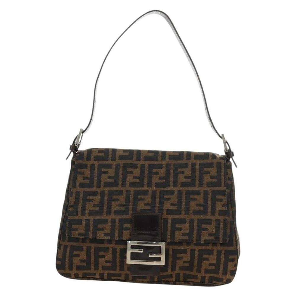 Fendi Zucca Mamma Baguette Shoulder Bag Black
